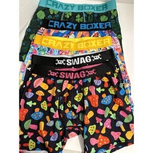 SWAG (3) Crazy Boxer (3) Underwear Lot Of 6 Pairs Boxer Brief Size Large